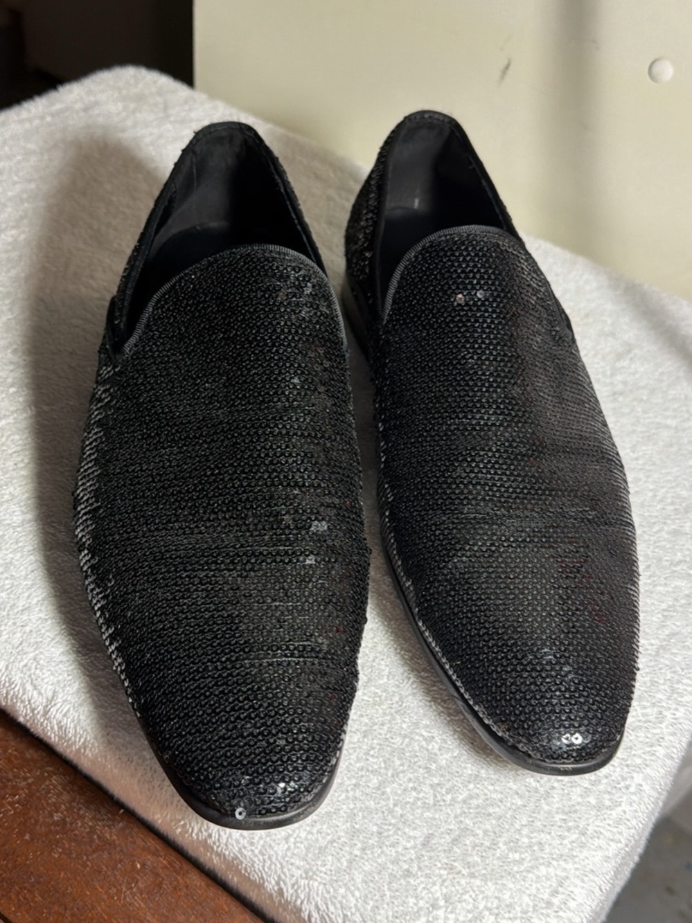 Aldo Black Sequined Slip-On Loafers